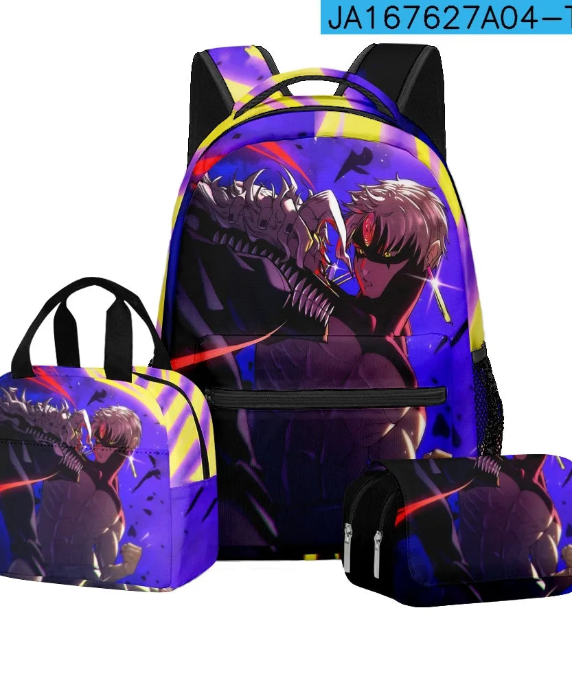 Luxury Popular Novelty DANDADAN 3D Printed 3pcs/Set student School Bags Travel Notebook Backpack Lunch bag Pencil Case