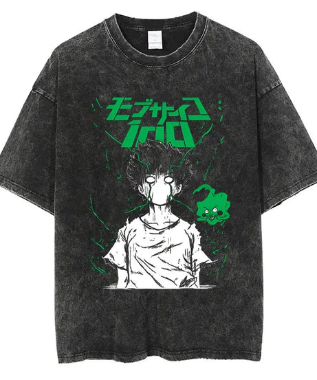 Mob Psycho 100 Vintage Graphic T-Shirt – Harajuku Streetwear Cotton Tee for Men