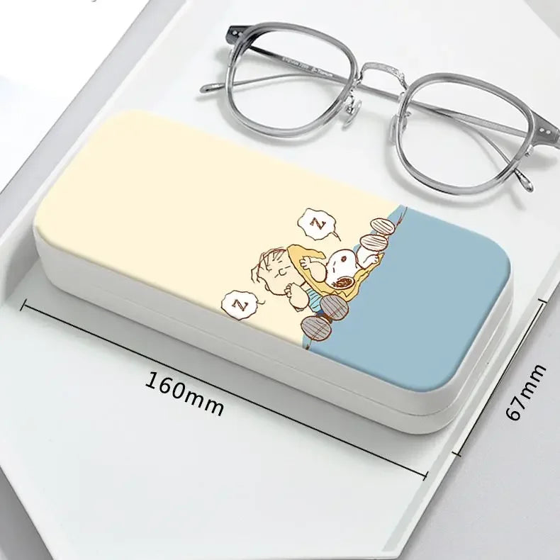 Snoopy Girl Korean Fresh Student Cute Disney Fashion Simple Anti-fall Portable Anti-Stress Folding Glasses Case