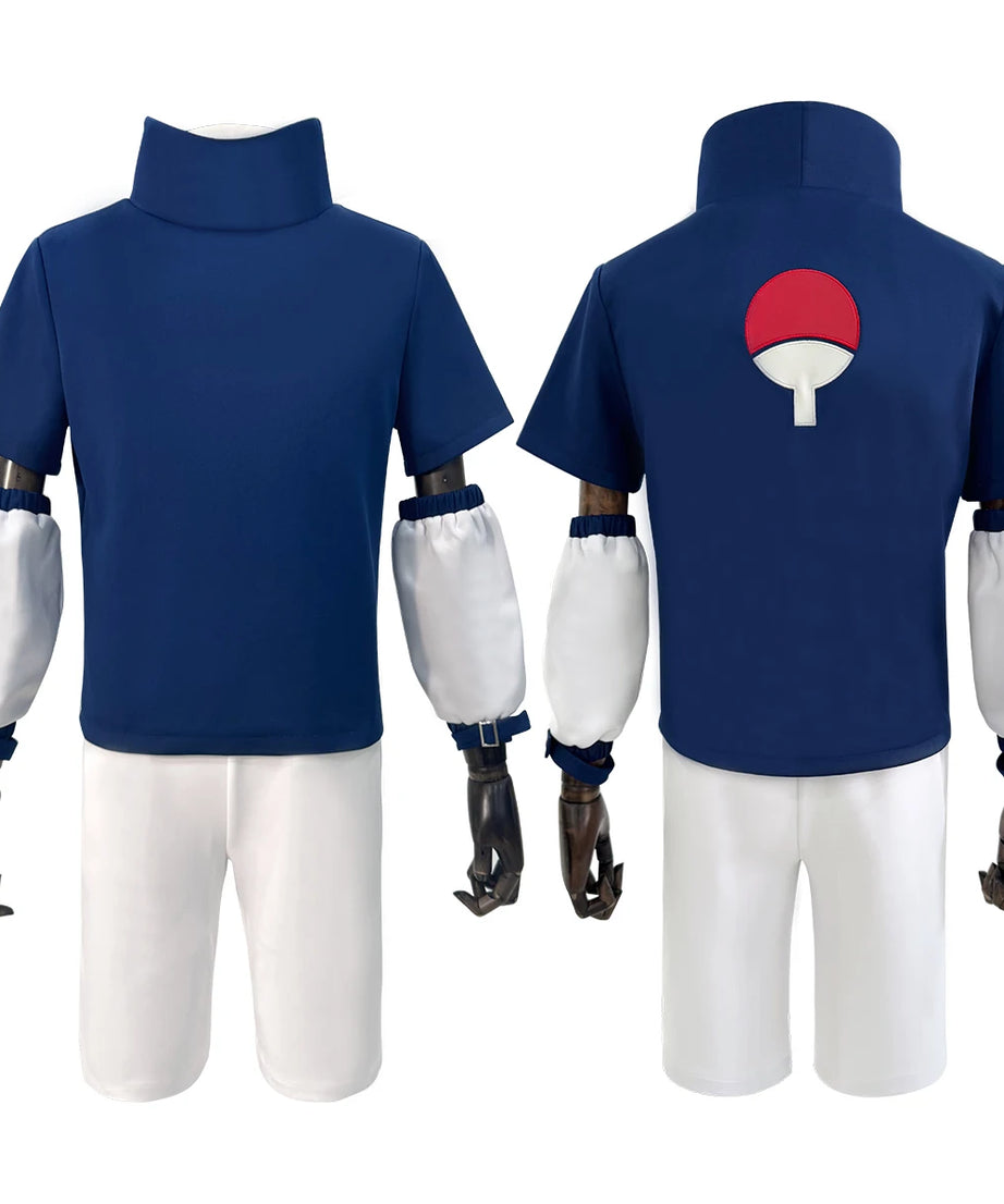 Sasuke Uchiha Cosplay Outfit – Adult Naruto Costume Set (Top & Shorts)