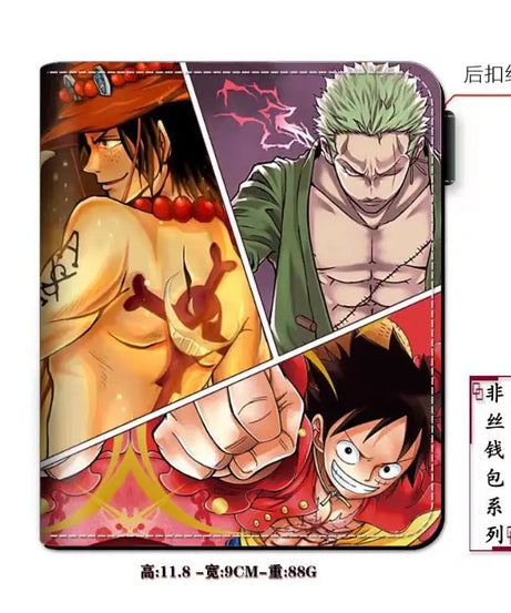 Anime One Piece Figure Wallet Luffy Purse Zoro Ace Bounty Order Skeleton Pattern Pu Kawaii Wallet Card Holder Purse