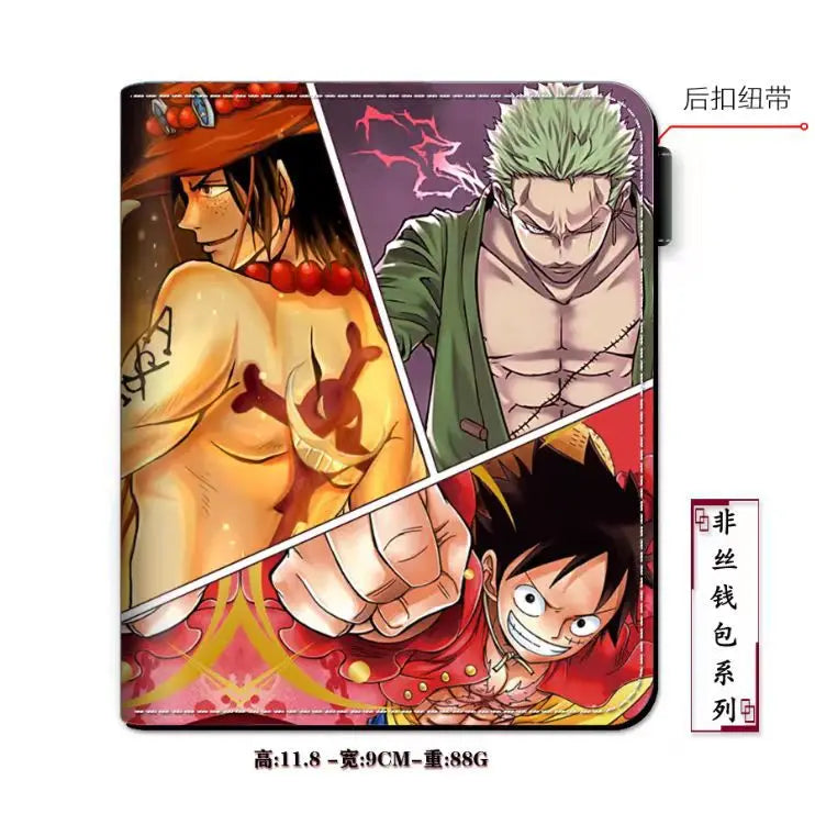 Anime One Piece Figure Wallet Luffy Purse Zoro Ace Bounty Order Skeleton Pattern Pu Kawaii Wallet Card Holder Purse