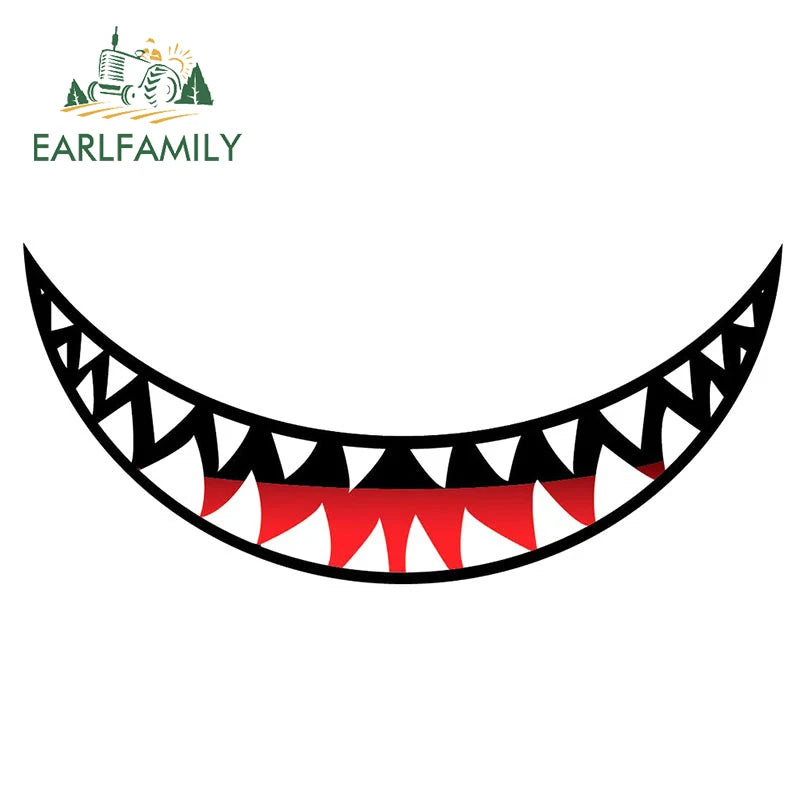 EARLFAMILY 13cm For Scary Devil Tooth Helmet Car Stickers RV JDM Motorcycle Decal Waterproof Camper Van Funny Car Accessories