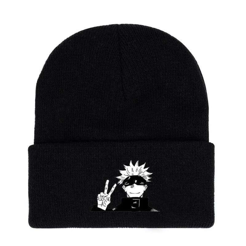 Anime Gojo Satoru Manga Kawaii Hat Autumn Winter Beanies Baggy Jujutsu Kaisen Anime Cat Men Women Knitted Hat