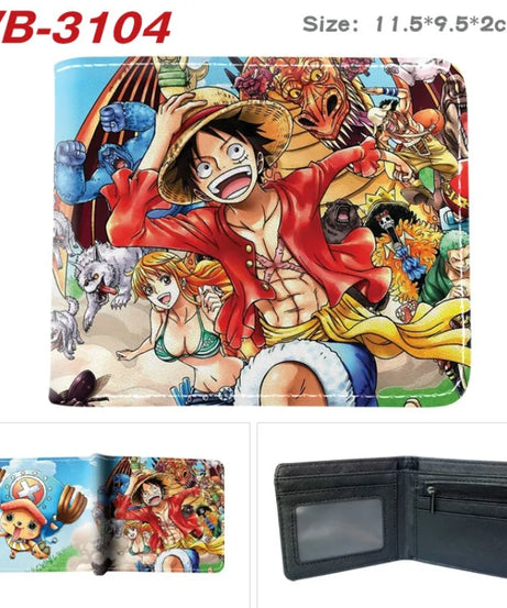 Creative One Piece Anime Peripheral Full-color Wallet One Piece Luffy Printed Coin Purse Folded Short Wallet Card Bag