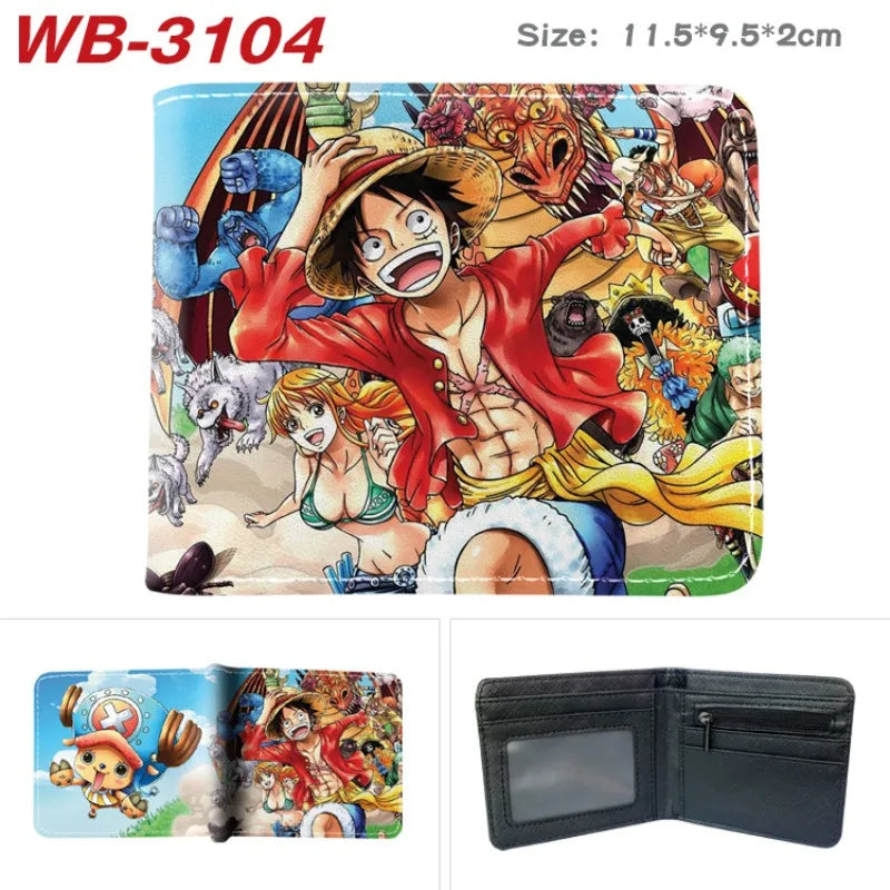 Creative One Piece Anime Peripheral Full-color Wallet One Piece Luffy Printed Coin Purse Folded Short Wallet Card Bag