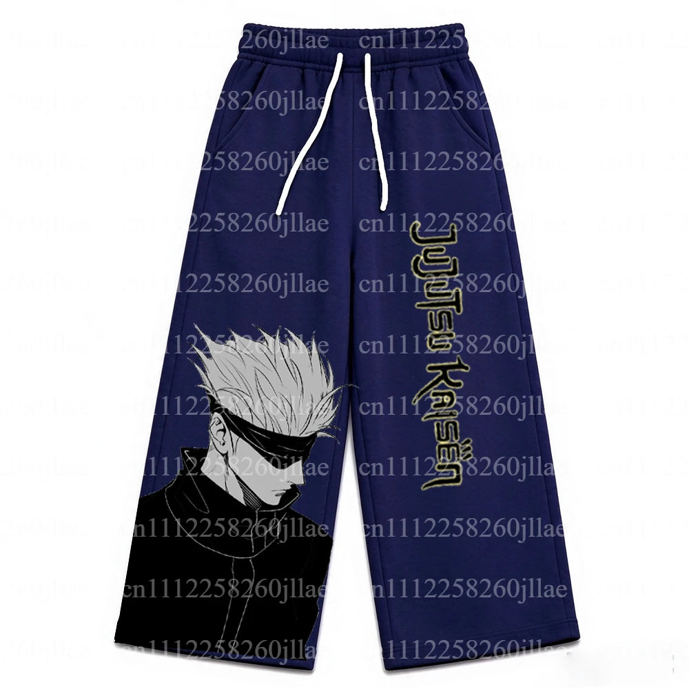 Jujutsu Kaisen Gojo Satoru Graphic Fleece Sweatpants Harajuku Anime Joggers 5
