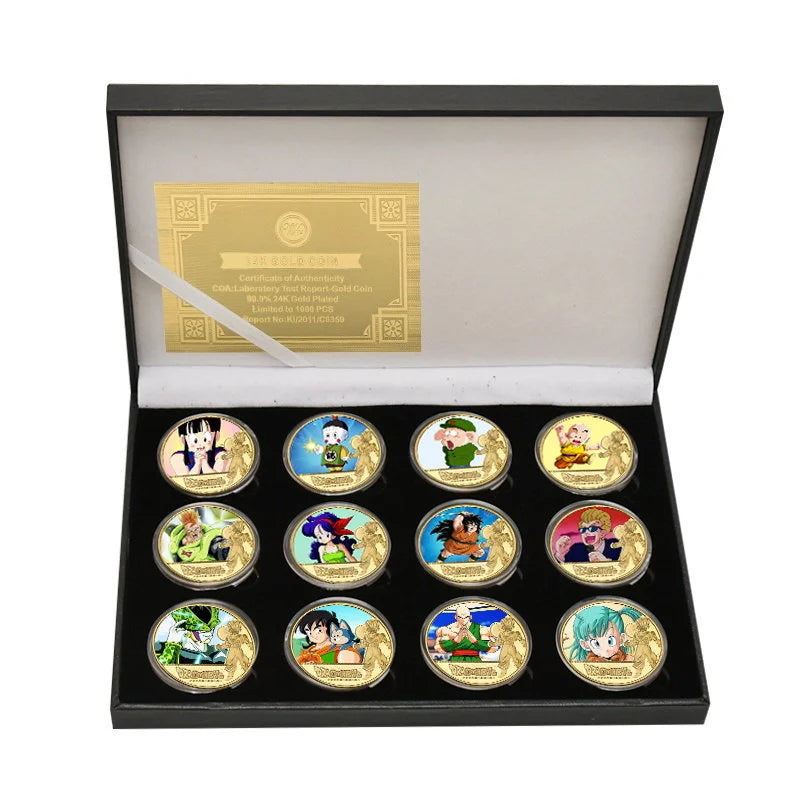 Dragon Ball Gold Plated Gold Coin Son  Goku Vegeta Commemorative Coins Children Classic Anime Peripherals Collection Toy Souvenir