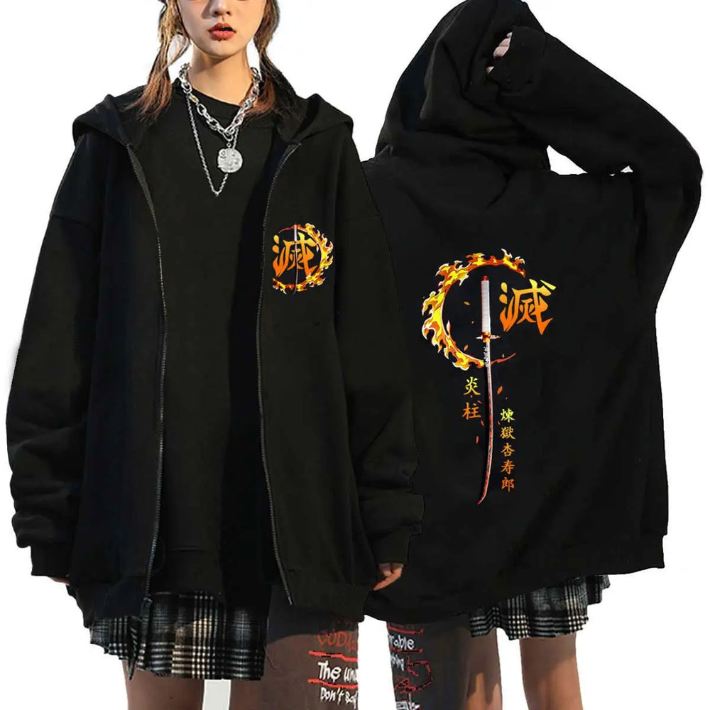Demon Slayer Tokito Muichiro Anime Printed Zipper Hoodie – Unisex Streetwear 3