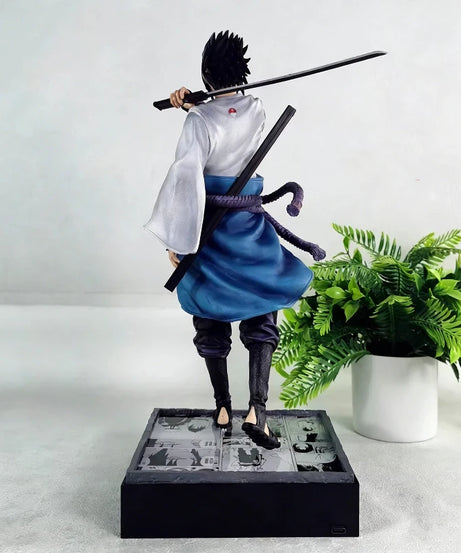 35cm Ninja Uchiha Sasuke Mantra Seal Rebirth Anime Light Up Figure Collection Model Toy PVC Statue Desktop Ornament Toy Boy Gift
