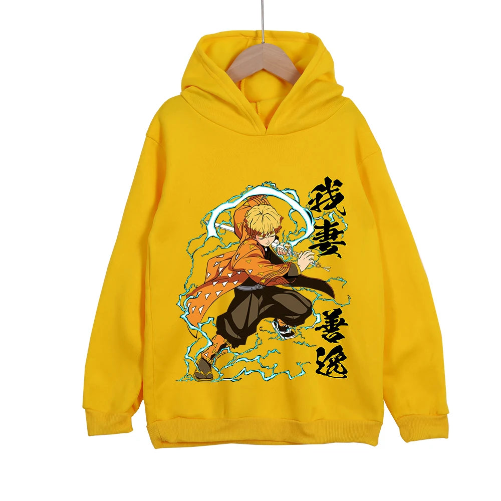 Kids Zenitsu Agatsuma Anime Cotton Hoodie – Pullover Sweatshirt Cosplay Costume 7