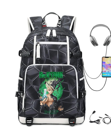 Dr. Stone Anime Backpack – Large Capacity Student & Travel Bag