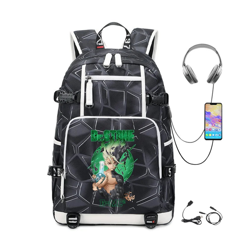 Dr. Stone Anime Backpack – Large Capacity Student & Travel Bag