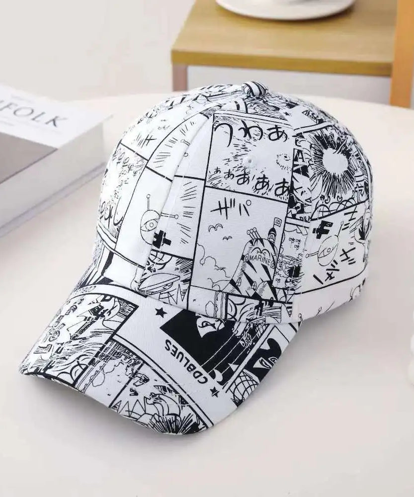 Anime ONE PIECE Luffy Graffiti Baseball Cap Spring and Summer Sunscreen Sunshade Bucket Hat Peaked Cap Two-dimensional