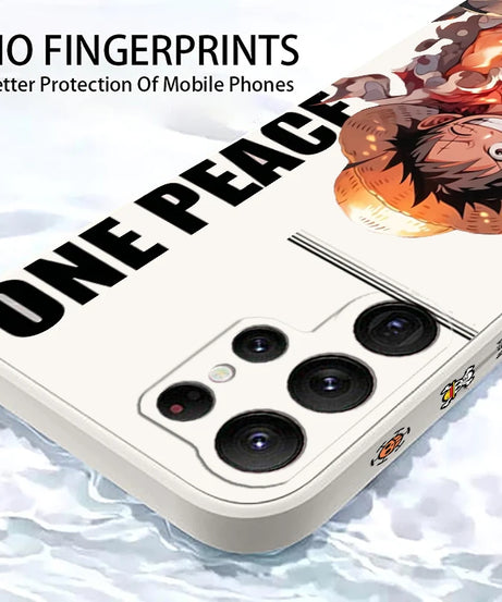 Comics One Piece Luffy For Samsung Galaxy S25 S24 S23 S22 S21 S20 Plus Ultra FE 5G Liquid Left Rope Cover Phone Case