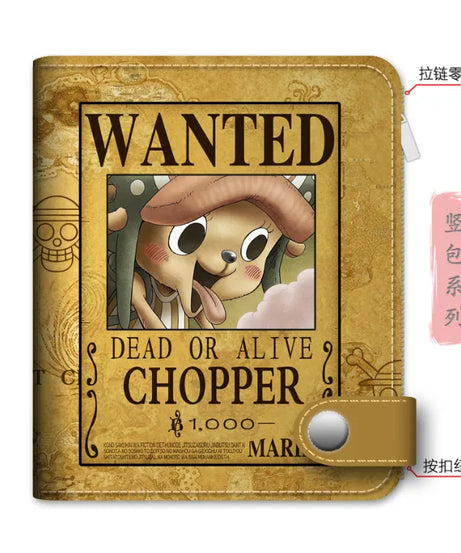 Anime One Piece Figure Wallet Luffy Purse Zoro Ace Bounty Order Skeleton Pattern Pu Kawaii Wallet Card Holder Purse