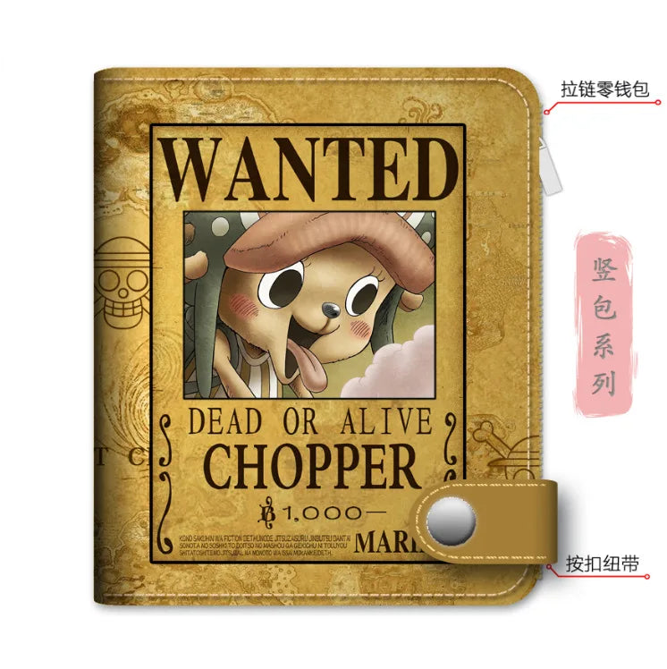 Anime One Piece Figure Wallet Luffy Purse Zoro Ace Bounty Order Skeleton Pattern Pu Kawaii Wallet Card Holder Purse