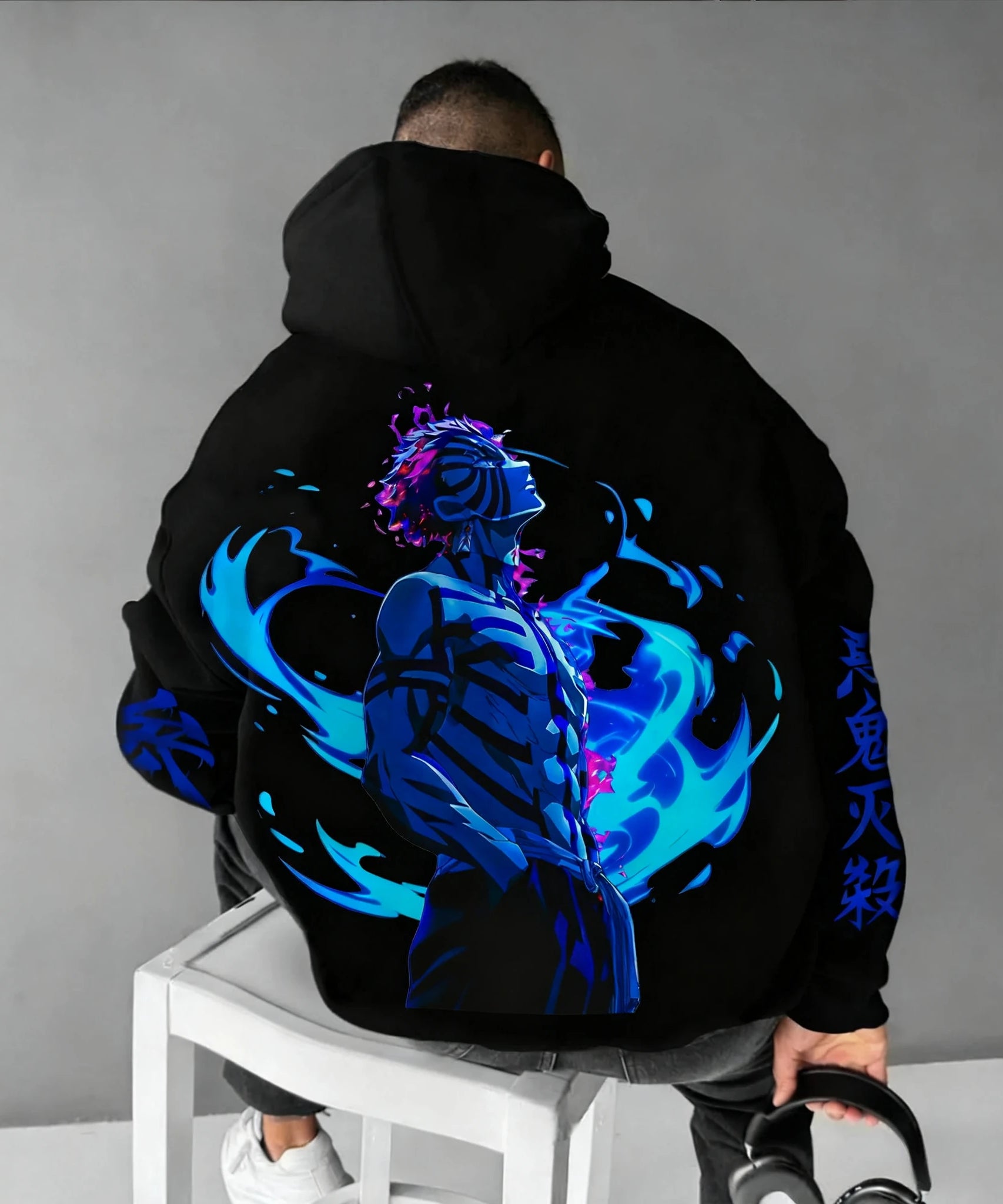 Demon Slayer Anime Akaza Printed Hoodie Autumn/Winter New Harajuku Plus-Size Trend Loose Parent Child Top for Men and Women