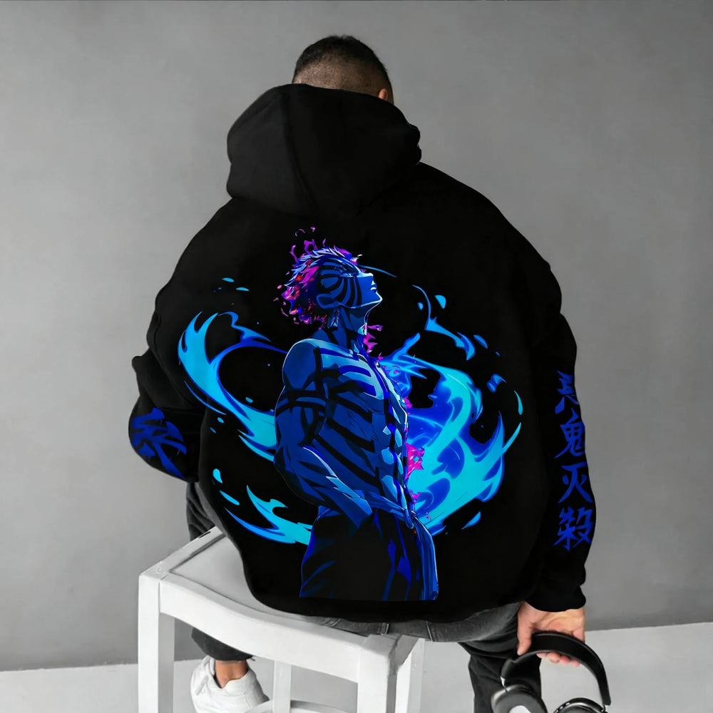Demon Slayer Akaza Hoodie — Oversized Print Pullover 3