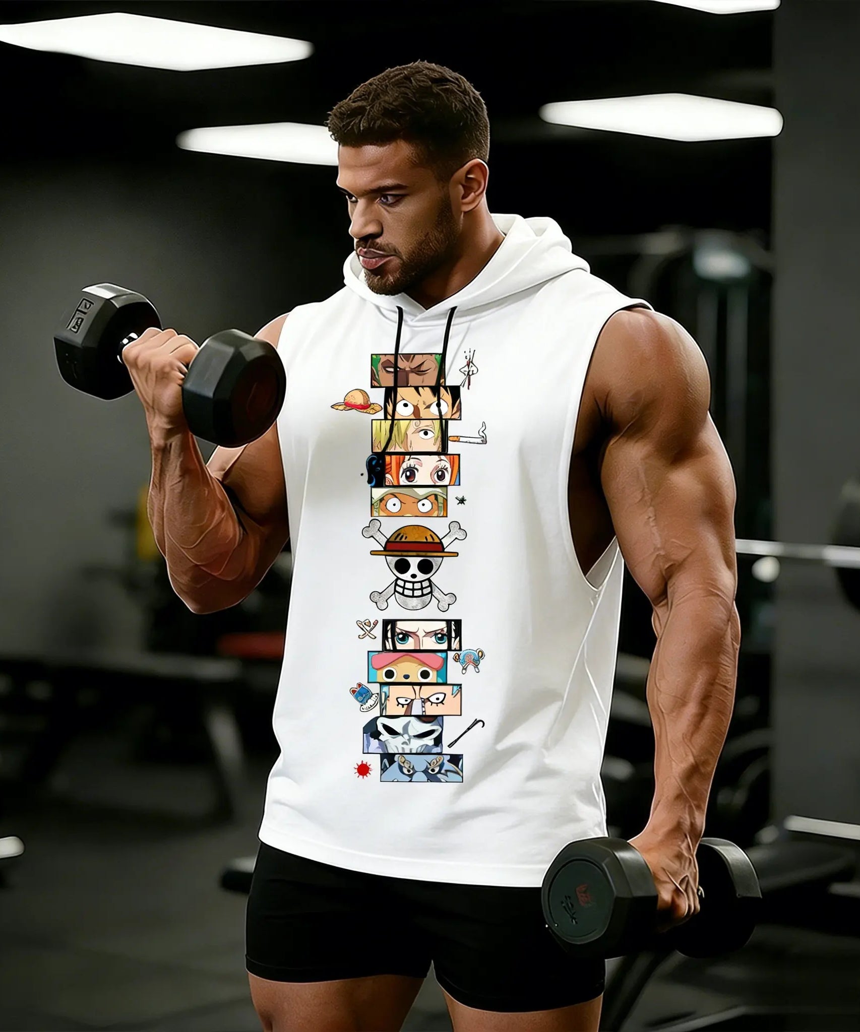One Piece Anime Hoodie Sleeveless Shirt Men Tank Top Muscle Gym Vest Graphic Print Streetwear Loose Casual Tops Summer New