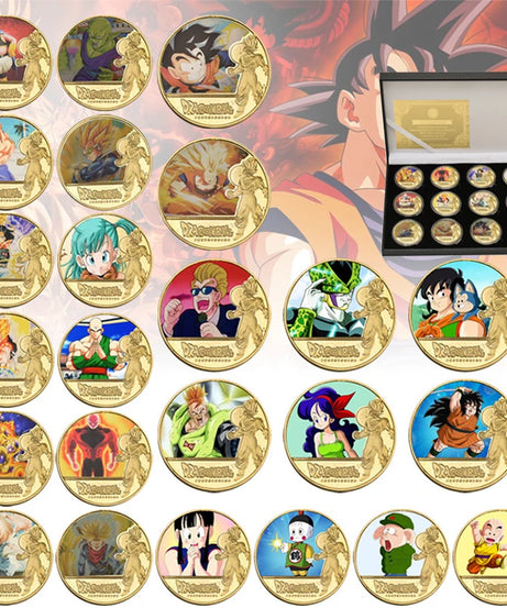 Dragon Ball Gold Plated Gold Coin Son  Goku Vegeta Commemorative Coins Children Classic Anime Peripherals Collection Toy Souvenir