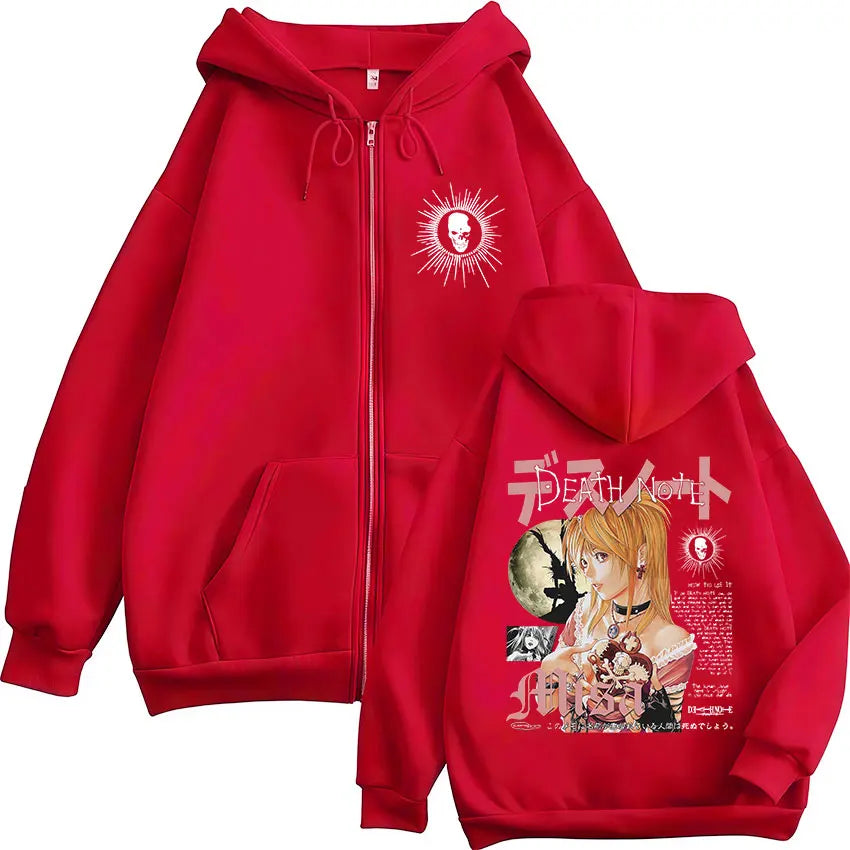 Death Note Misa Amane Gothic Graphic Zip-Up Hoodie Harajuku Streetwear 6
