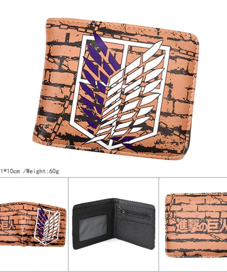 Attack on Titan Short Men Wallet Levi Survey Corps Men's Women's Coin Purse Scout Regiment Money Bag