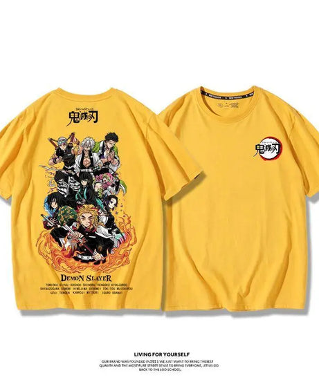 Demon Slayer Anime Tanjirou Nezuko Zenitsu Giyuu Printed Cotton Short Sleeve Summer Men's Outdoor Casual Streetwear Gift