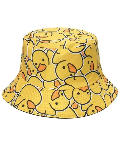 Summer Duck Reversible Bucket Hat for Women Travel Fisherman Hat Sad Boys Bob Fishing Cap Girl Outdoor Panama Beach Sun Hat