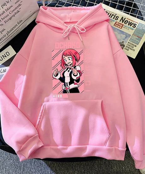 New Fashion Autumn Winter Sweatshirts Anime Ochaco Uraraka Printing Hoodies Fashion Women Men Streetwear Long Sleeve Pullover
