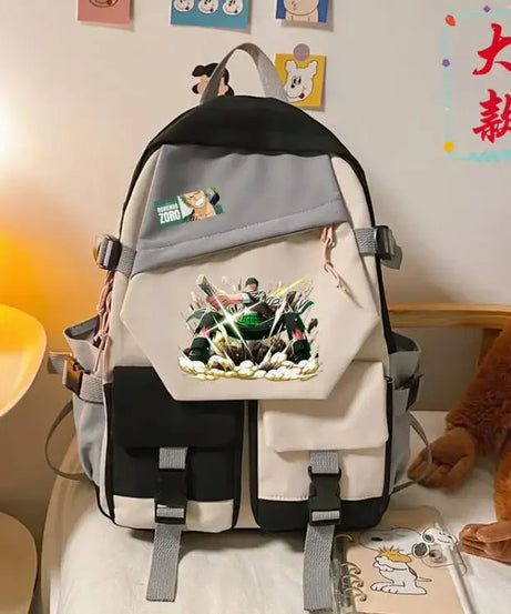 anime One Piece Luffy Zoro anime backpack large capacity student school bag male campus Korean version backpack birthday gift