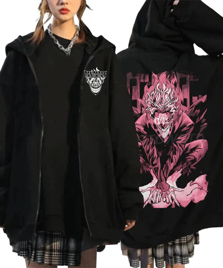 Anime Dandadan Ken Takakura Graphic Print Hooded Men women Zip Up Hoodies Oversized Sweatshirts Harajuku Male Zipper Jacket