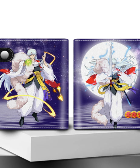 Anime Sesshoumaru Button Wallet Inuyasha Coin Card Men Purse
