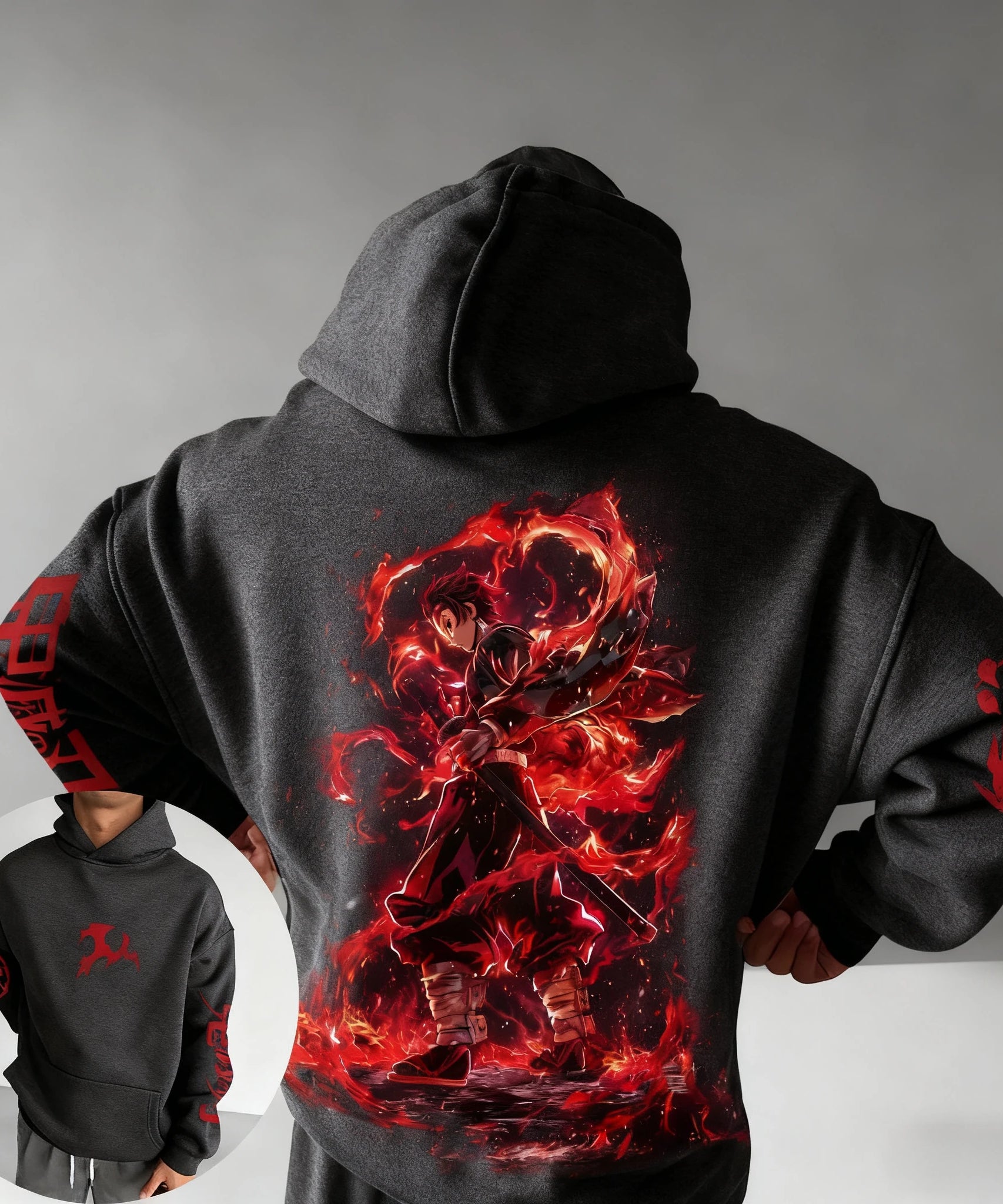 Demon Slayer Men's Hoodie Autumn/Winter New Cool Anime Printed Loose Casual Japanese Harajuku Parent Child Sweater Top