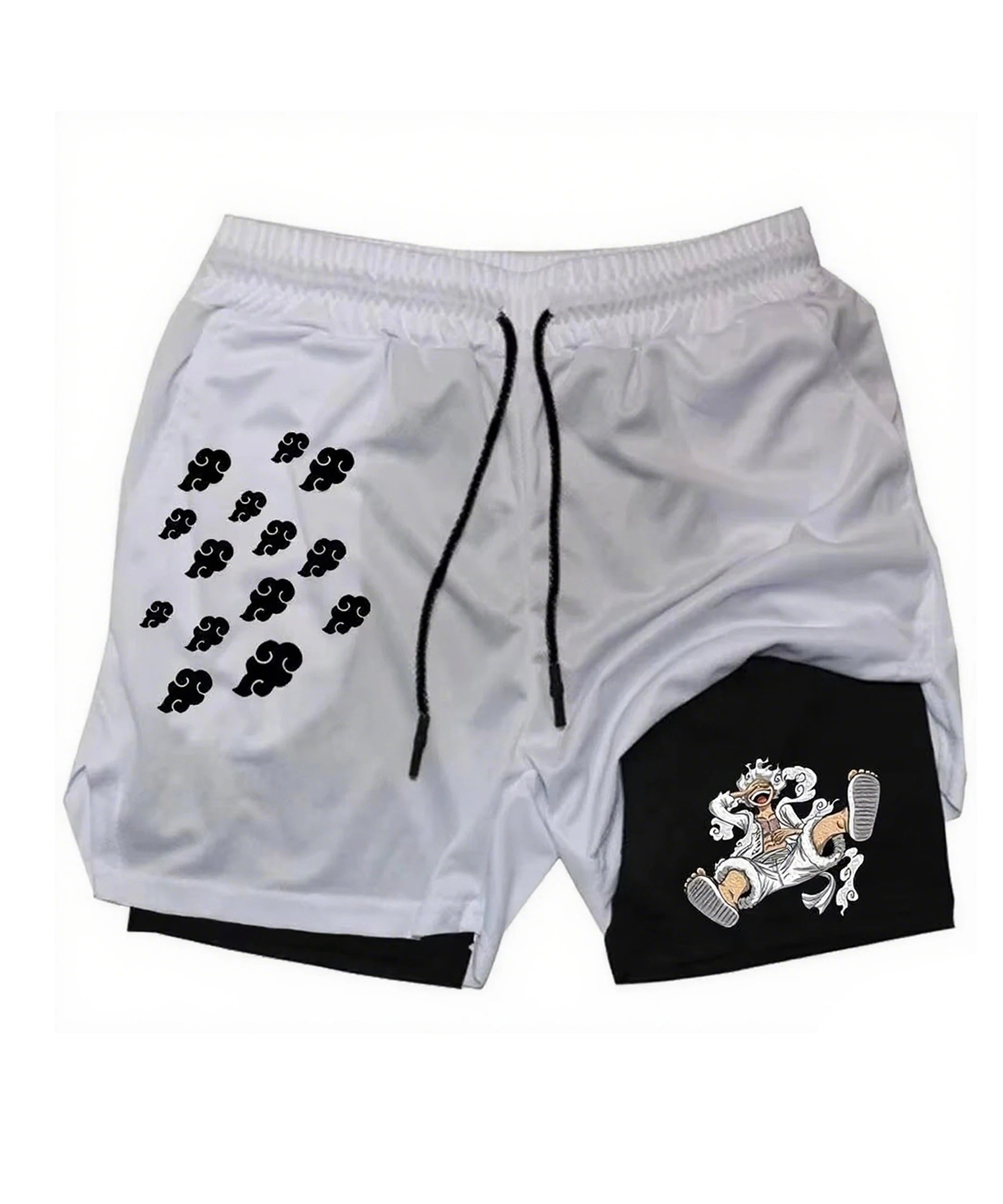 Anime One Piece Men's Shorts Quick-dry Double Layer 2-in-1 Pants Summer Graphic Print Workout Training Fitness Sports Gym Shorts