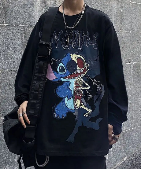 Anime One Piece Monkey D. Luffy Spring and Autumn New Loose Boys' Long Sleeve Cartoon Student T-shirt Clothes