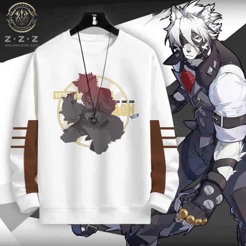 Zenless Zone Zero Game Anime Cos Ellen Joe Belle Lycaon Qingyi Etc. Unisex Simple Printed Round Neck Hoodie