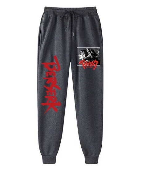 Men's berserk animated printed sportswear pants sports jogging pants casual polar lining pocket pants