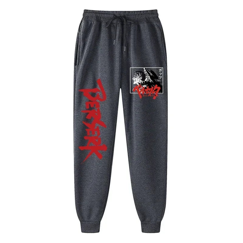 Men's berserk animated printed sportswear pants sports jogging pants casual polar lining pocket pants