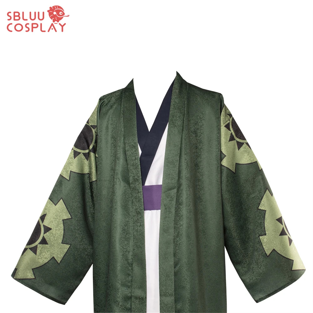 One Piece Wano Country Roronoa Zoro Cosplay Costume – Green Kimono Outfit 5