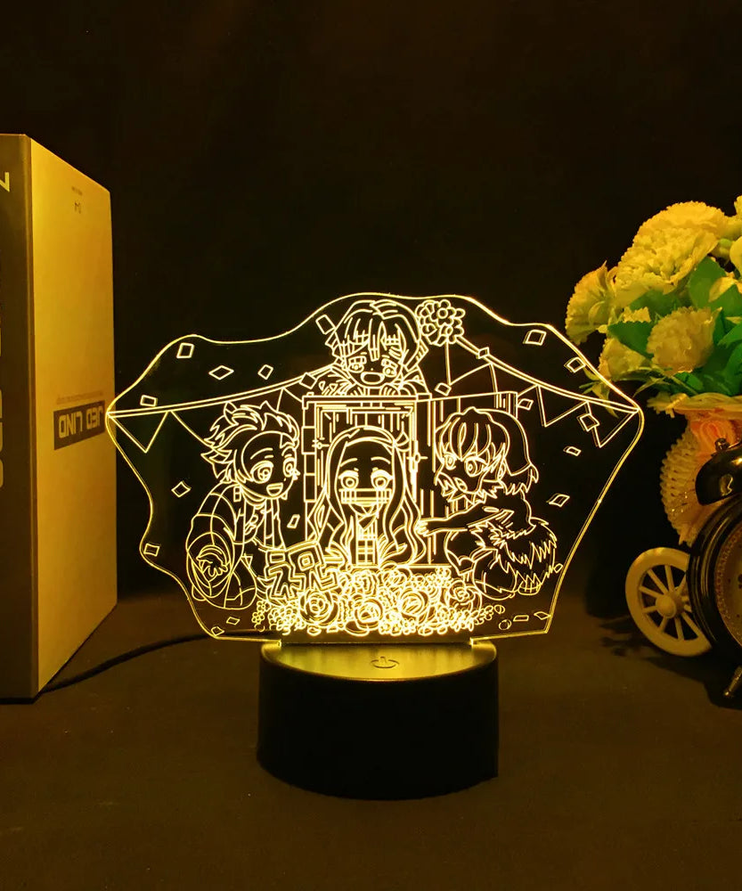 Anime Demon Slayer 3D LED Nightlight Figure for Kids Child Bedroom Decor Cool Kimetsu No Yaiba Lamp Gift Dropshopping