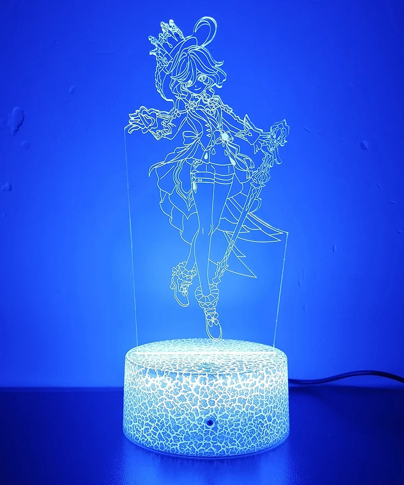 Genshin Impact Figure Furina 3d Led Night Light For Bedroom Customizable Heroes Acrylic Lamp Bedside Decor Children's Gift