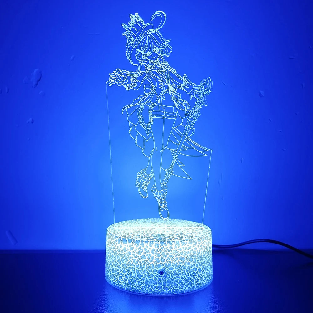 Genshin Impact Figure Furina 3d Led Night Light For Bedroom Customizable Heroes Acrylic Lamp Bedside Decor Children's Gift