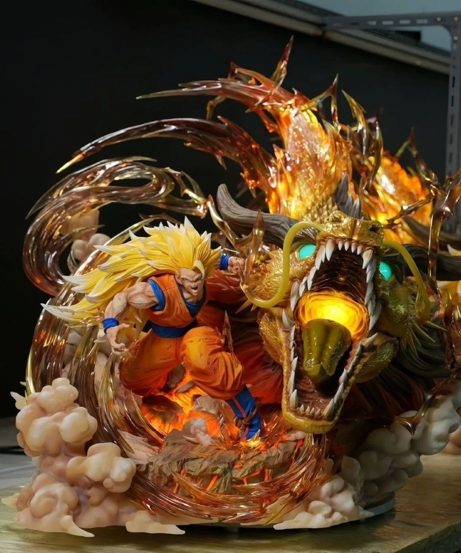 28cm Dragon Ball Figures Son Goku Shenron Figurine Super Saiyan 3 Pvc Model Statue Ornament Doll Decoration Collection Toys Gift