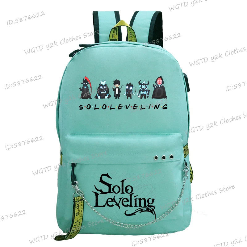 Cute Funny Solo Leveling Anime School Backpack for Teenager Bookbag Fashion Student Zipper Travel Rucksack Women Men Back Pack