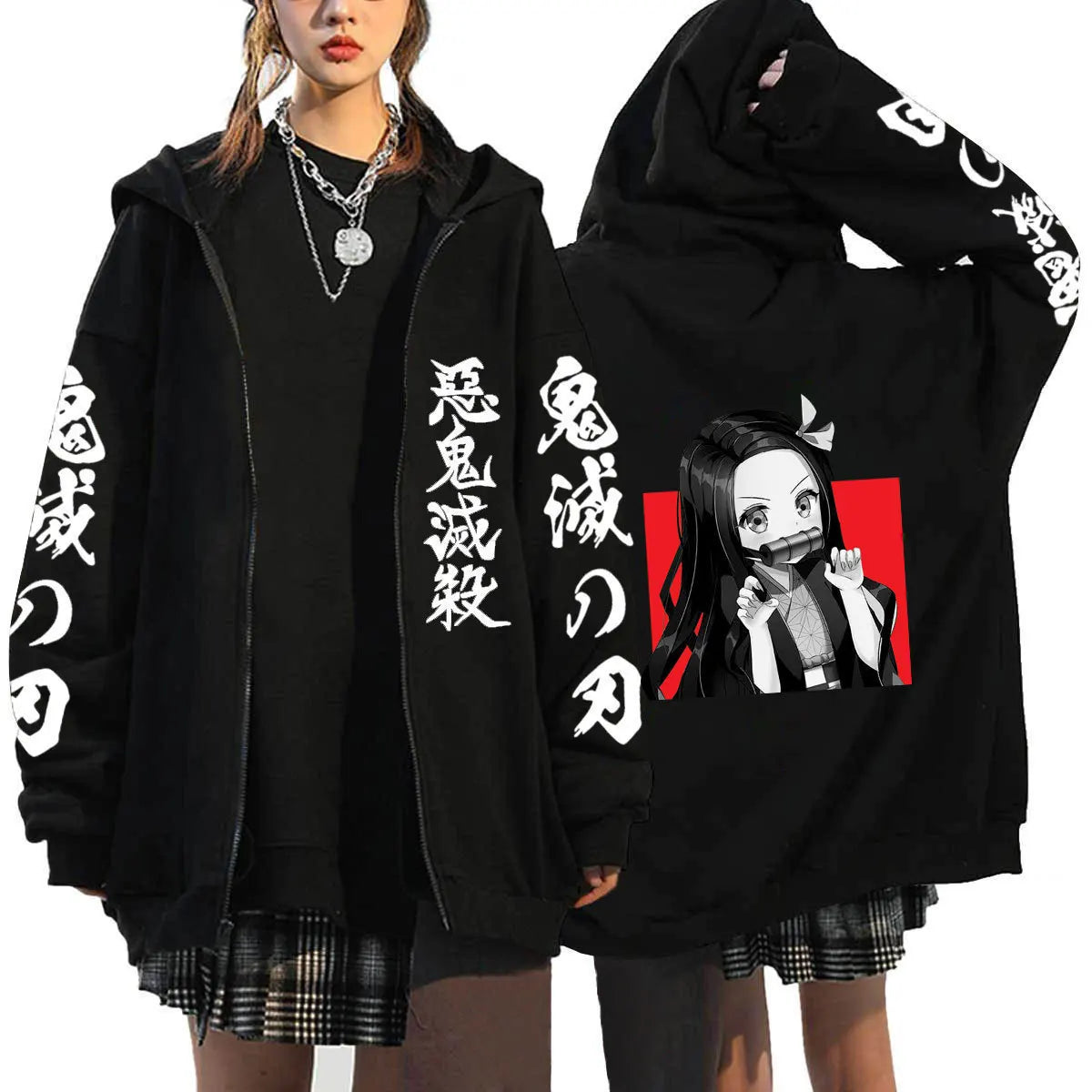 Demon Slayer Zipper Sweatshirts Zip Up Hoodie Anime Hoodies Unisex Hip Hop Streetwear Nezuko Kamado Graphic Y2K Clothes gifts