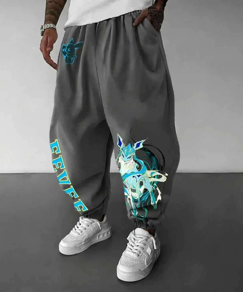 Pokémon Anime Printed Men's Sweetpants Autumn/Winter New Style American Street Hip Hop Large Loose Casual Cotton Pants