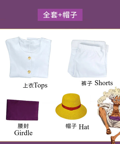 Monkey D Luffy Anime Cosplay Costume Nika Luffy Fifth Gear Helios Nica Wano Role Play Country Uniform Hat Halloween Party