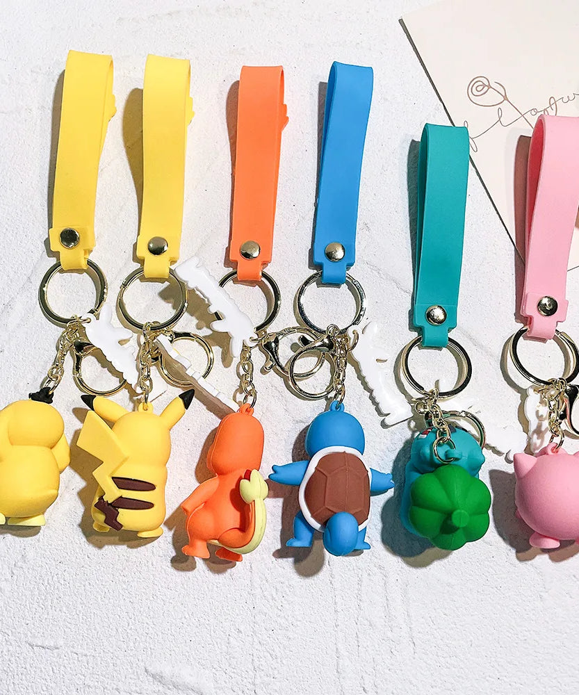 Pocket Monster Pikachu Anime PVC Doll Keychain Pendant Bag Accessories Action Toy Doll Psyduck Charizard Children's Gift