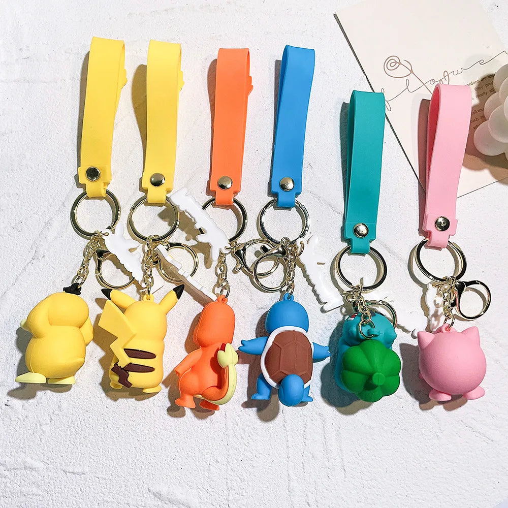 Pocket Monster Pikachu Anime PVC Doll Keychain Pendant Bag Accessories Action Toy Doll Psyduck Charizard Children's Gift